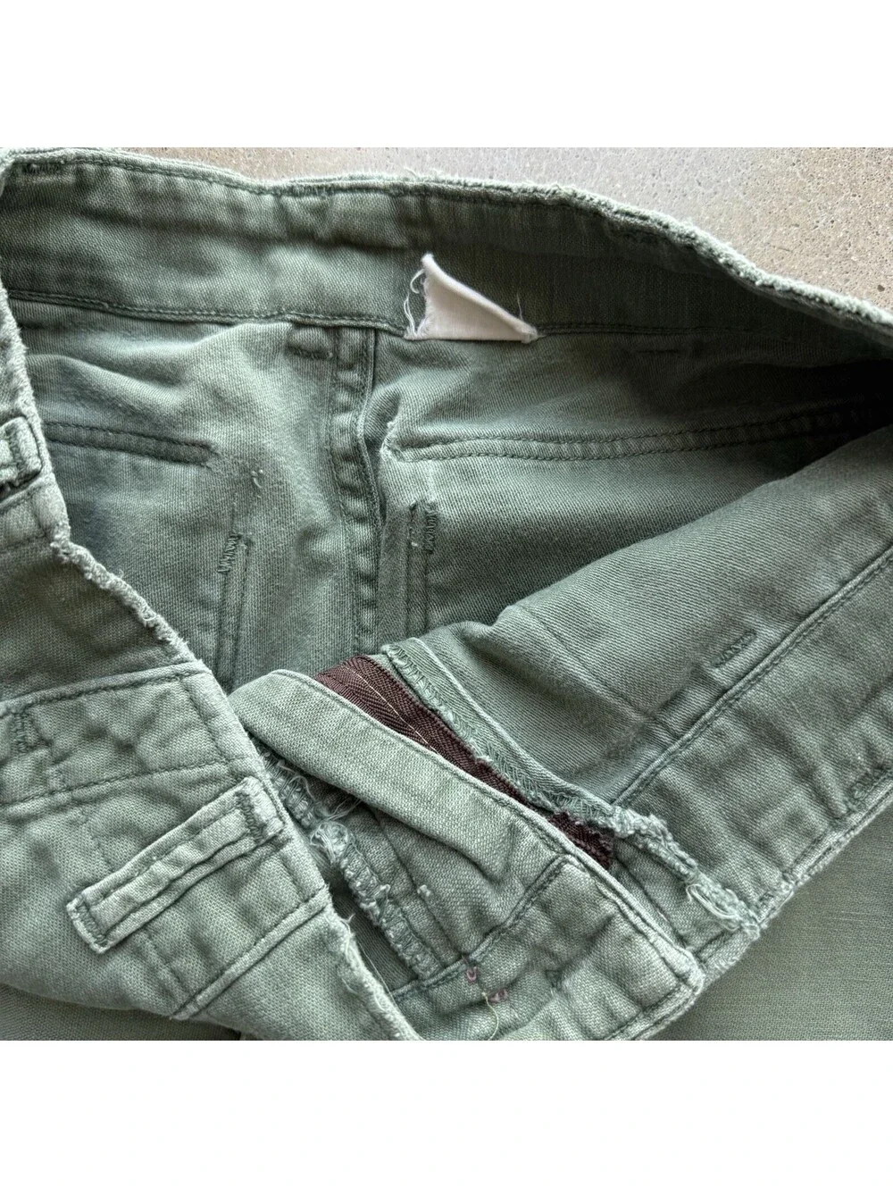 Vintage 1969 US Army OG-107 Fatigue Pants 30x27 Olive Green Distressed